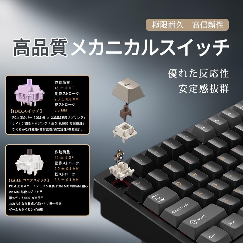 Amazon | WOBKEY Rainy 75 メカニカルキーボード/雨音のような打鍵感